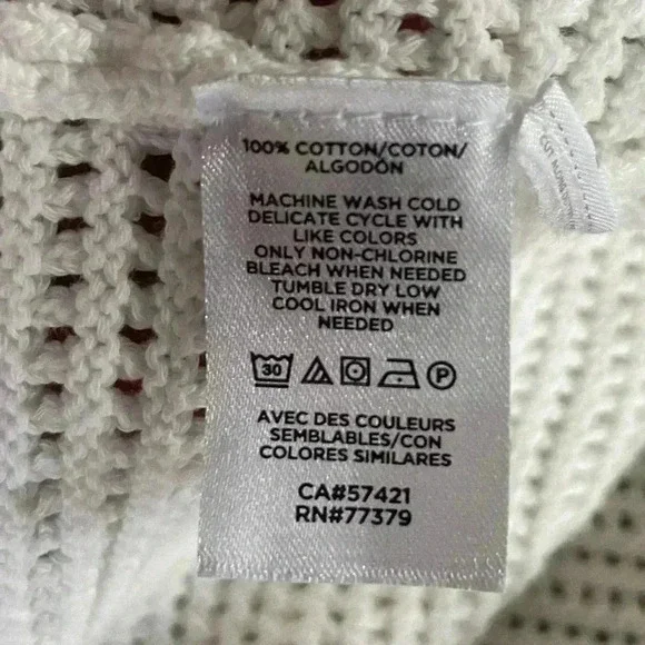 Ann Taylor women’s crochet Crewneck Pointelle Sweater Tank white sz small 100% - Picture 6 of 7